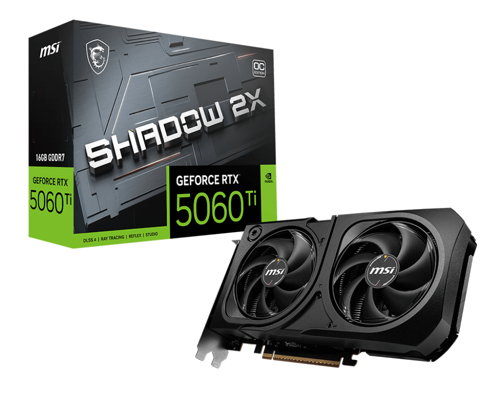 MSI GeForce RTX 5060 Ti 16GB GDDR7 SHADOW 2X OC PLUS Graphic Card | RTX 5060