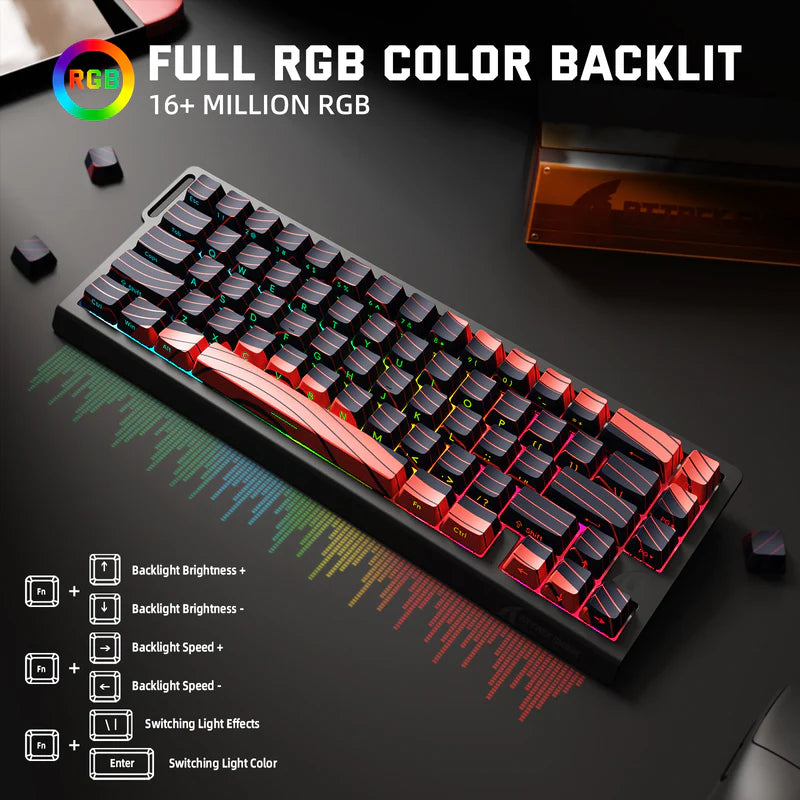 Attack Shark X68 Pro HE Mechanical Keyboard – 68 Keys, Magnetic Switches, Tri-Mode, Rapid Trigger 0.01mm, 8K Polling, Hot-Swap, RGB Backlight, 5000mAh, Black & Red Contour