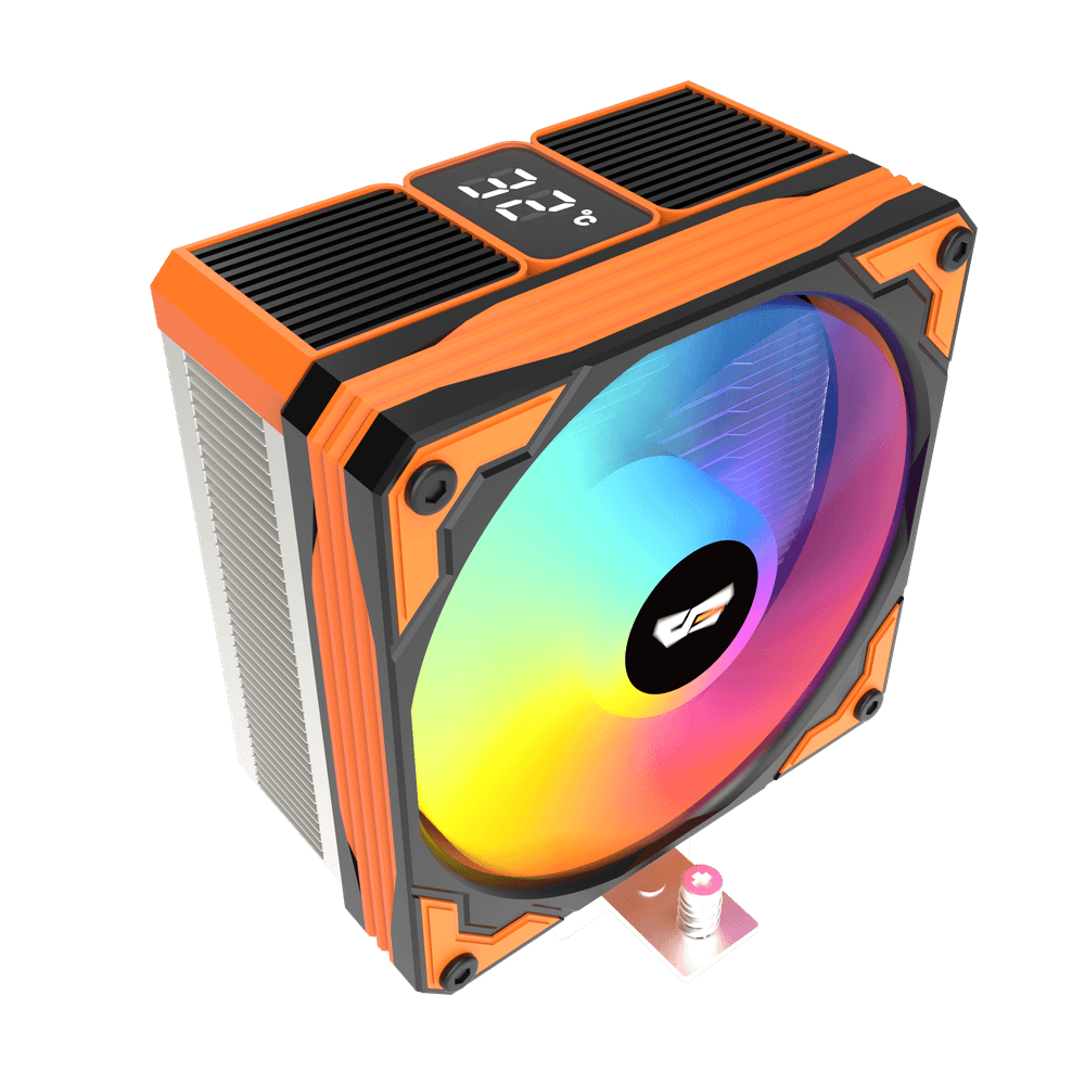 Darkflash M400 Digital Display Tower CPU Cooler - Orange And Black