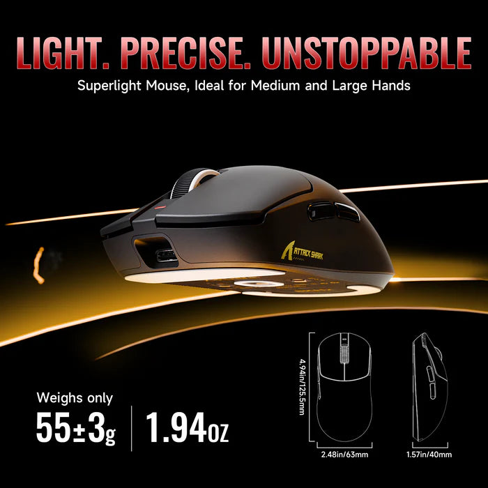 ATTACK SHARK X8 SE Series Tri-mode Lightweight Wireless Gaming Mouse - Black