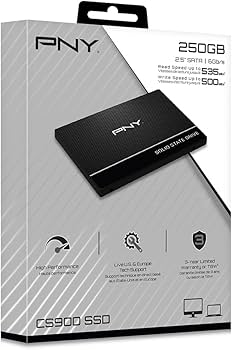 PNY CS900 250GB 3D NAND 2.5" SATA III Internal Solid State Drive (SSD) - (SSD7CS900-250-RB)