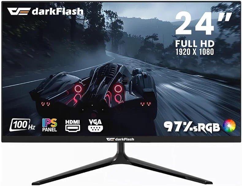 Darkflash G243FW 24″ IPS, FHD 100Hz Gaming Monitor/Office Monitor, Clear Vision Processor, Eye Care Technology, CDC Dimming Technology, Built-In HDMI & VGA Port Monitor