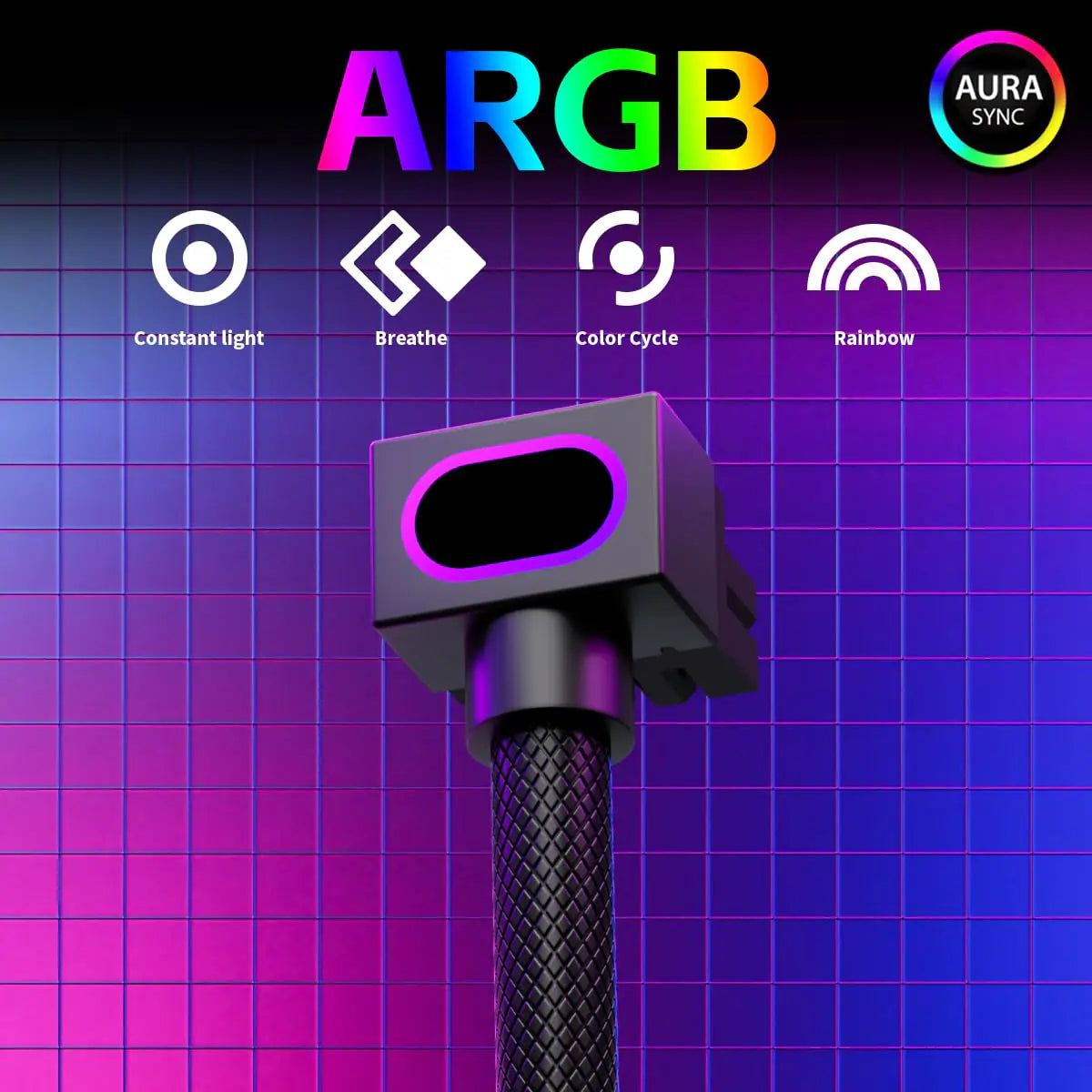 ASIAHORSE Hydrus 8-Pin ARGB GPU B Extension Cable – 30cm, Black, 18AWG Wire, 12V RGB Lighting, 25A Current, 300W Power, Premium PVC Sleeving for High-Performance GPUs