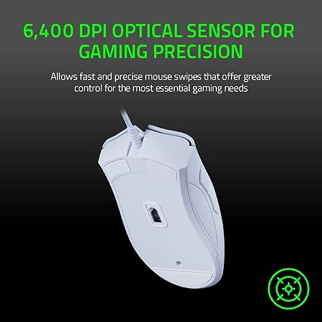 Razer DeathAdder Essential Gaming Mouse - 5 Programmable Buttons, Mercury White | RZ01-03850200-R3M1