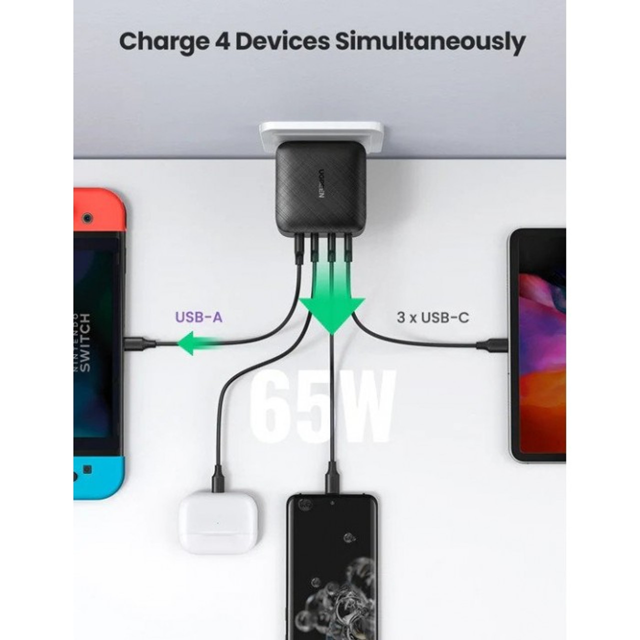UGreen 4 PORTS USB-A+3*USB-C Charger | CD224 | 70774