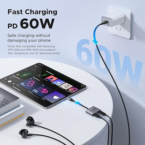 Ugreen 2-In-1 Usb C To 3.5mm Headphone And Charger Adapter Cm231