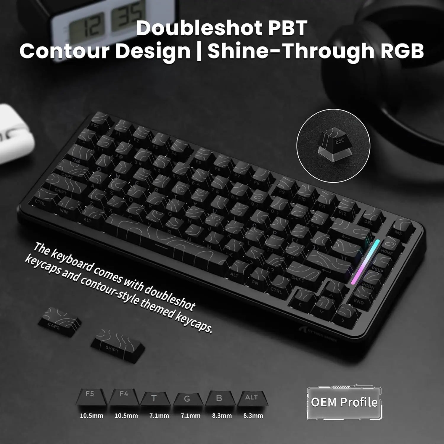Attack Shark X82PRO HE Wireless Gaming Keyboard – Magnetic Switch, Black Contours, Rapid Trigger, Tri-Mode, Hot-Swap, RGB Backlight, 8000Hz Wired Polling|WHITE