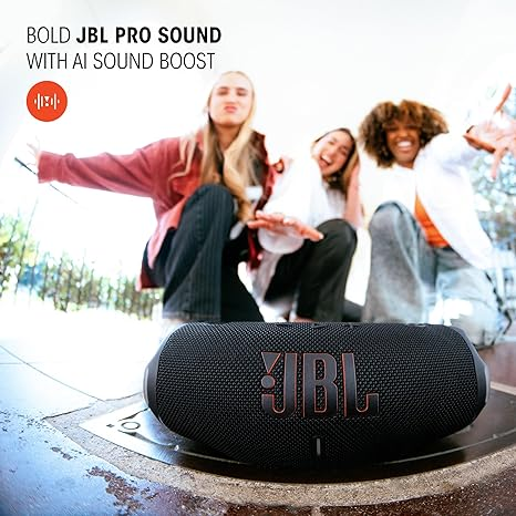 JBL Charge 6 - Portable Waterproof & Drop-Proof Bluetooth Speaker, Bold Pro Sound with AI Sound Boost, 28Hrs of Playtime, Built-in powerbank & Comes with a Sturdy/Removable Carrying Strap