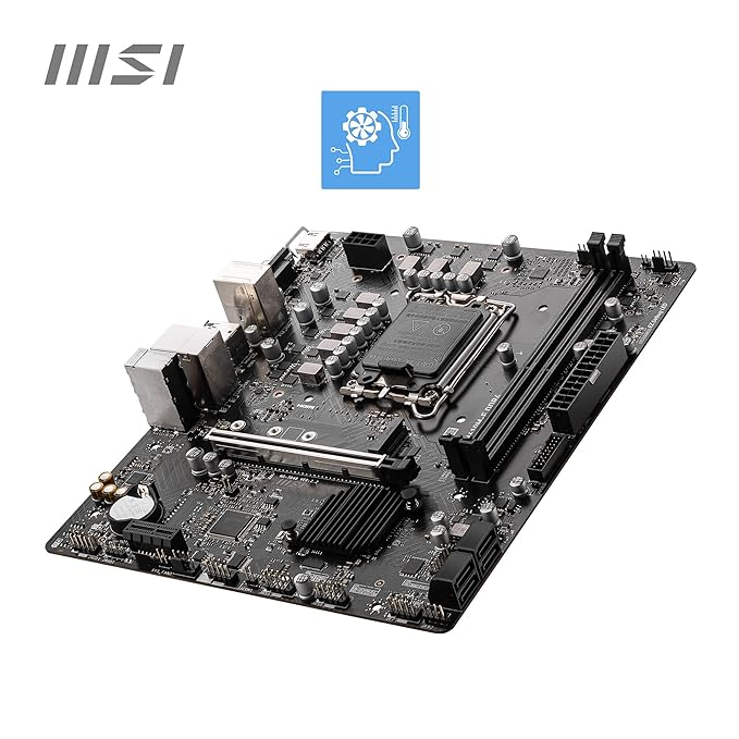 MSI PRO H610M-S DDR4 Motherboard, Micro-ATX - Supports 14th/13th/12th Gen Intel Core Processors, LGA 1700-2 x DIMMs (3200MHz), 1x PCIe 4.0 x16 Slot, 1 x M.2 Gen3, USB 3.2 Gen1, 1G LAN, HDMI 1.4