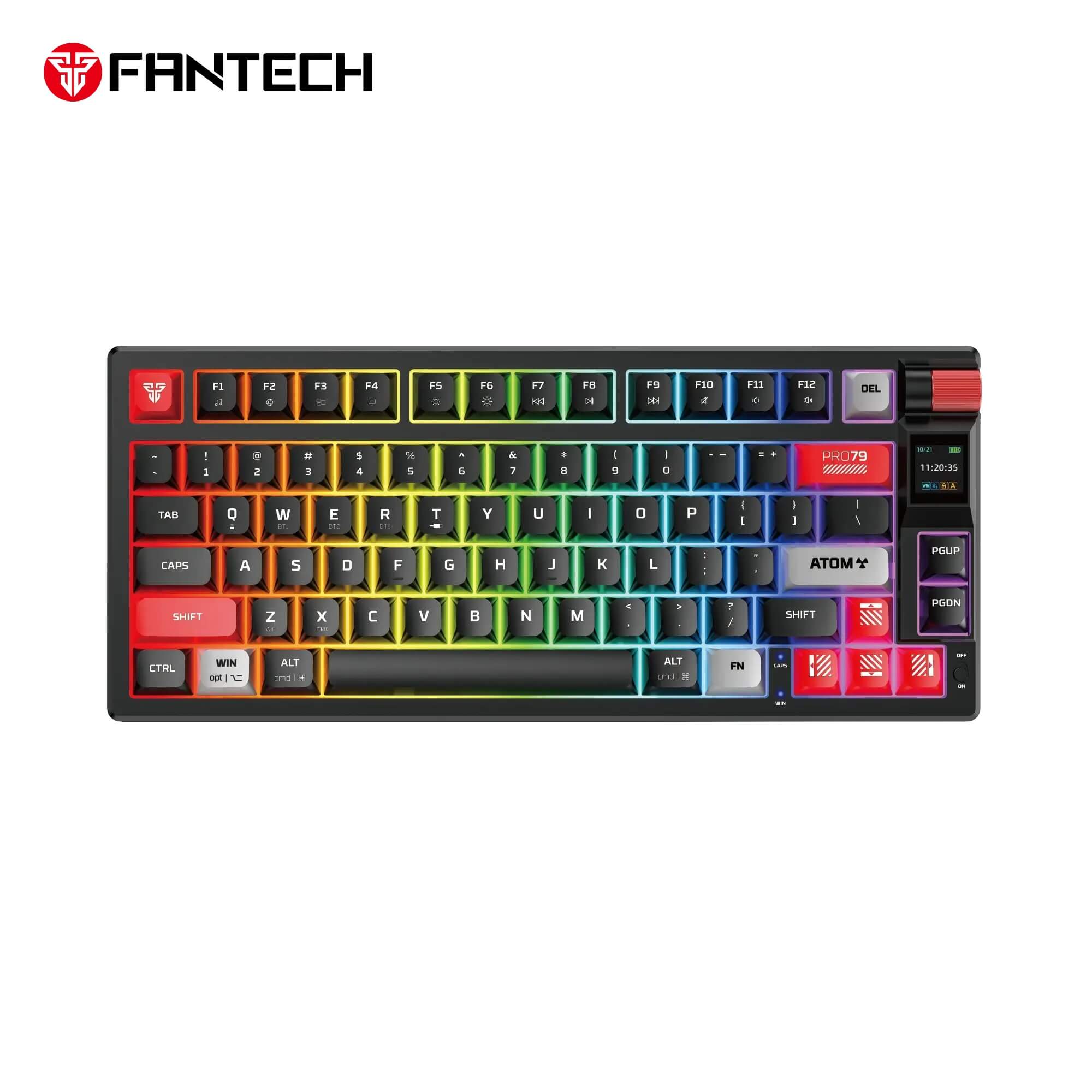 FANTECH MK917 ATOM PRO79, 3
Modes: Bluetooth, Wireless & Wired, Built-in Battery, Mechanical Gaming Keyboard