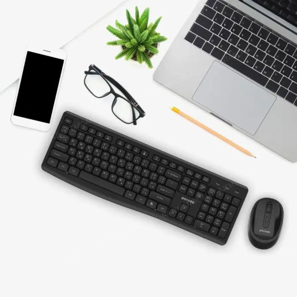 Porodo Wireless Keyboard with Mouse Set