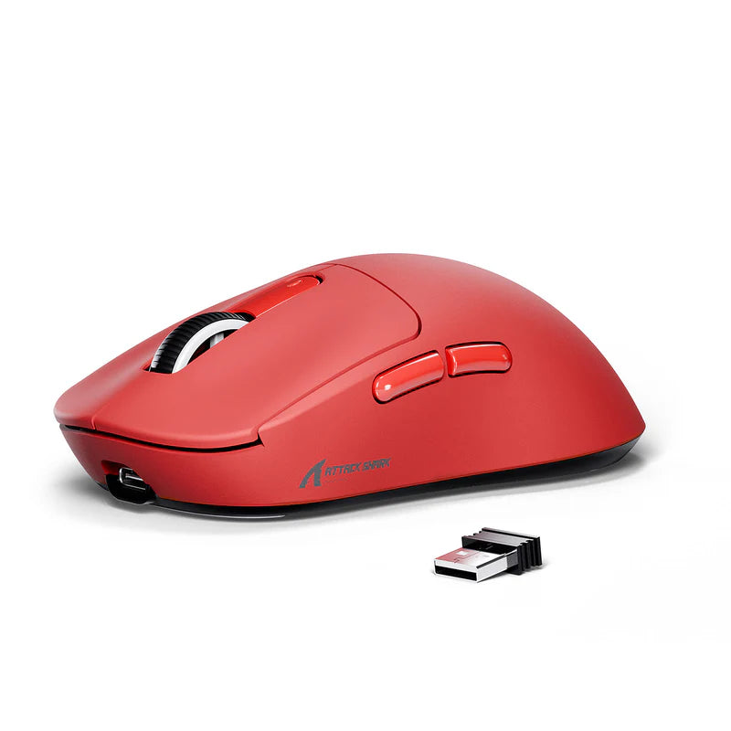 Attack Shark X3 49g Superlight Wireless Gaming Mouse – PAW3395 Sensor, 26K DPI, Tri-Mode (2.4G/Bluetooth/Wired), 1000Hz, 200-Hour Battery, TTC Encoder – Red