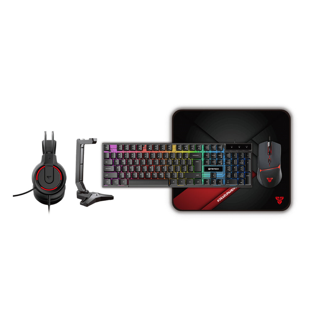 Fantech P51 Gaming Set 5in1: Keyboard + Mouse + Mousepad + Headset + Stand Headset, RGB Lighting, The Essential Gaming Bundle