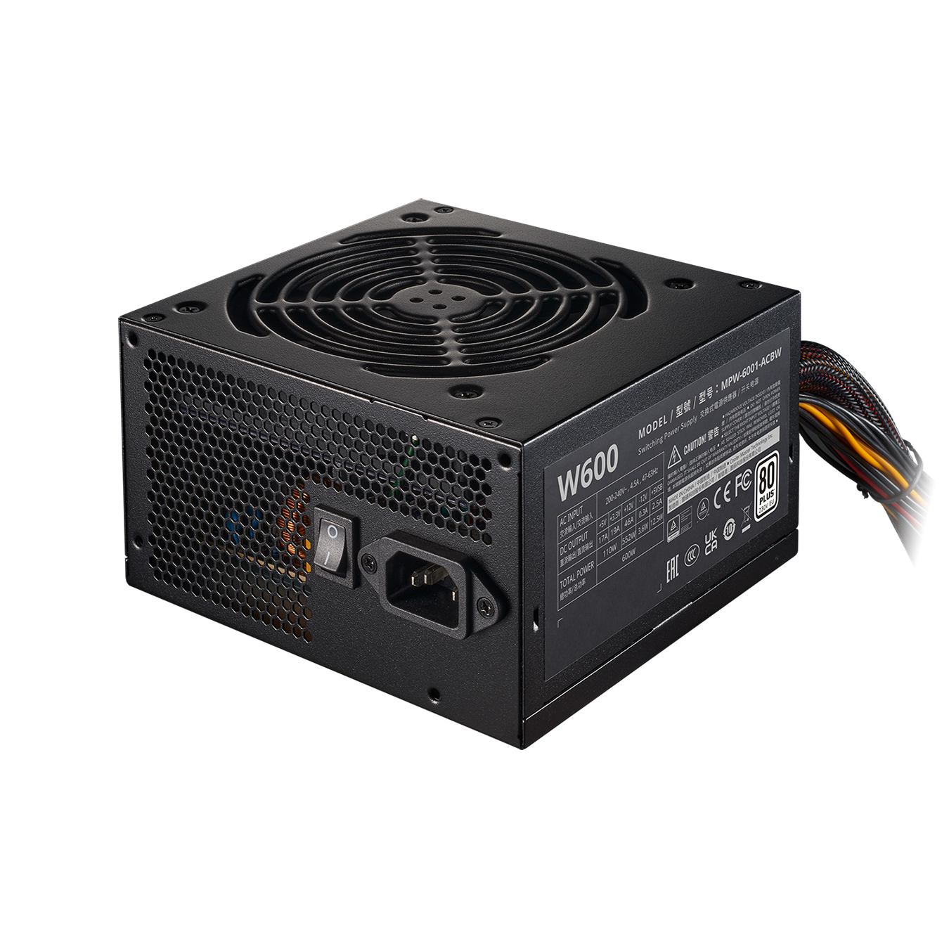 ELITE NEX WHITE W600 230V POWER SUPPLY ; 80 Plus standard certified efficiency ; NON-MODULAR PSU ; Active PFC ; dual forward topology design ; 120MM FAN ; ATX 12V Ver. 2.41 – BLACK