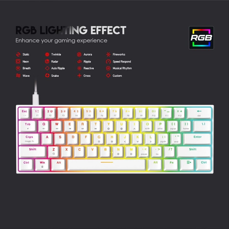 Fantech MK857 MAXFIT61, 3 Modes:
Bluetooth, Wireless & Wired,
Rechargeable Built-in Battery,
Modular Mechanical Gaming
Keyboard