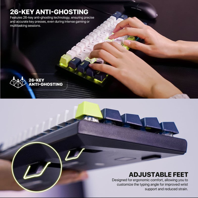 Fantech MORI Edition MK874V2 - ATOM63, Pro Wired Mechanical Keyboard with RGB Lighting Blue