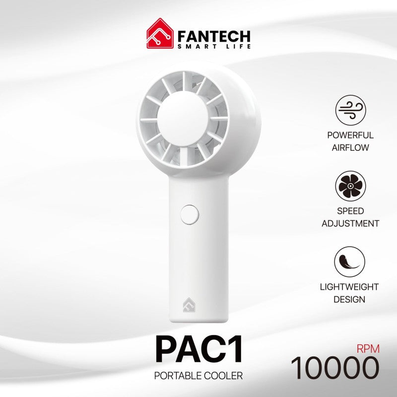 FANTECH PAC1 Portable Cooler, Turbo Fan, 3-Speed Control, Pocket-Sized Design, and Rechargeable Battery Mini fan