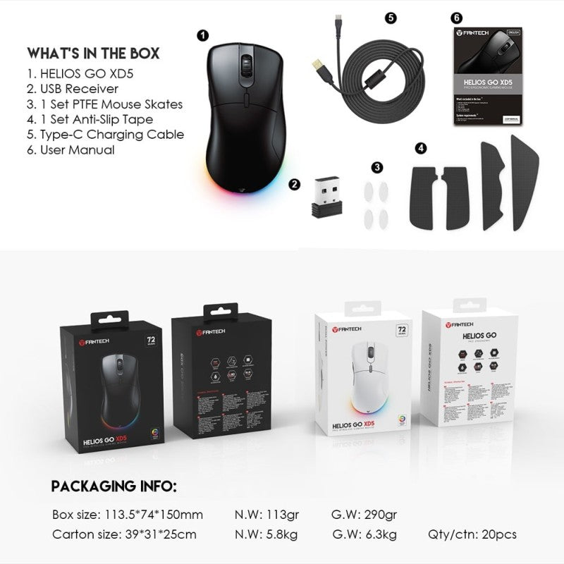 Fantech XD5 HELIOS GO, Dual Mode Wired & Wireless, Ultimate Precision