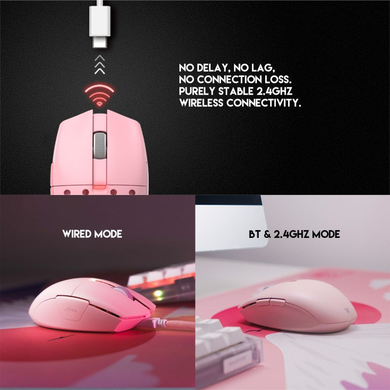 Fantech XD7 Aria GO Mouse, 3 Mode Connection Wired, Bluetooth & Wireless, 26000DPI, Ultra light weight, Built-in Battery