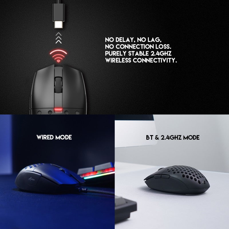 Fantech XD7 Aria GO Mouse, 3 Mode Connection Wired, Bluetooth & Wireless, 26000DPI, Ultra light weight, Built-in Battery