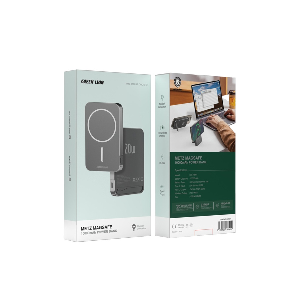 Green Lion METZ MagSafe 10000mAh Powerbank - Gray