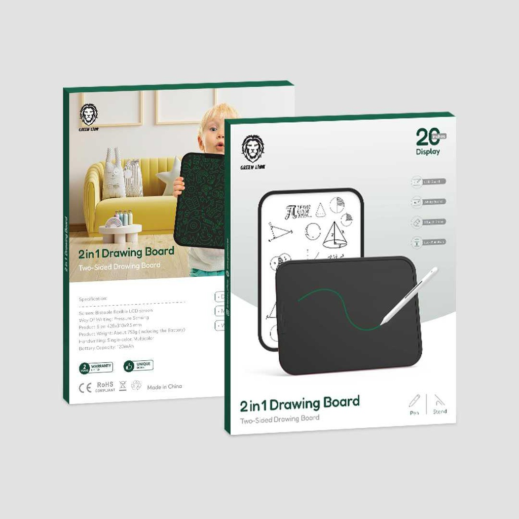 Green Lion 2 in 1 LCD Drawing Board 20" - Black