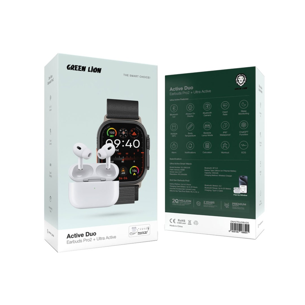 Green Lion Active Duo Earbuds Pro2+Ultra Active
