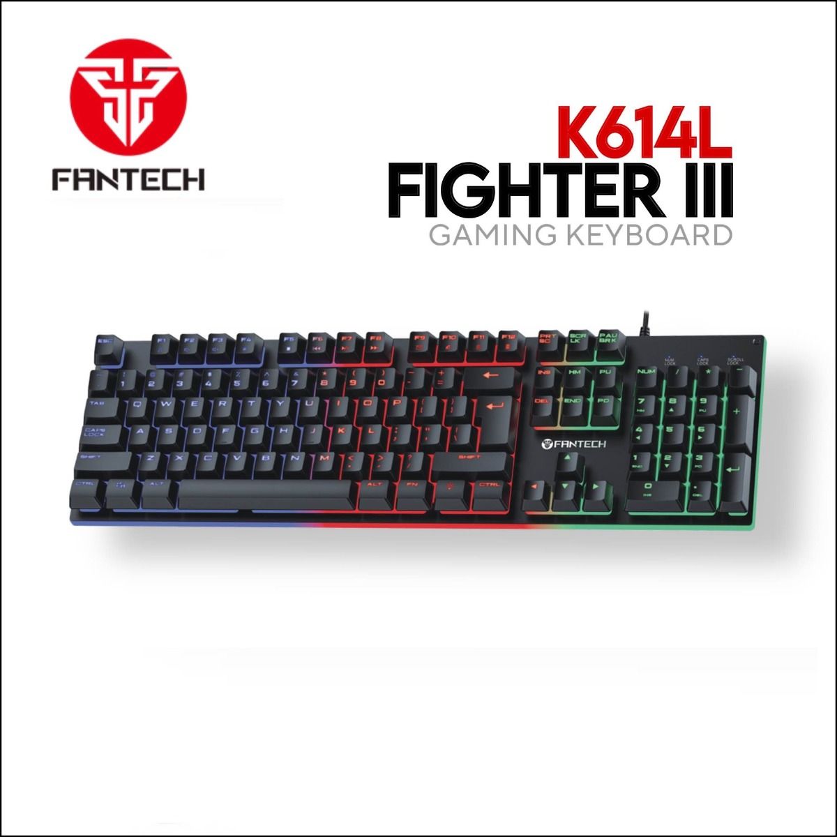 Fantech K614L FIGHTER III, Mechanical Feel, RGB Lighting, Wired Gaming Keyboard