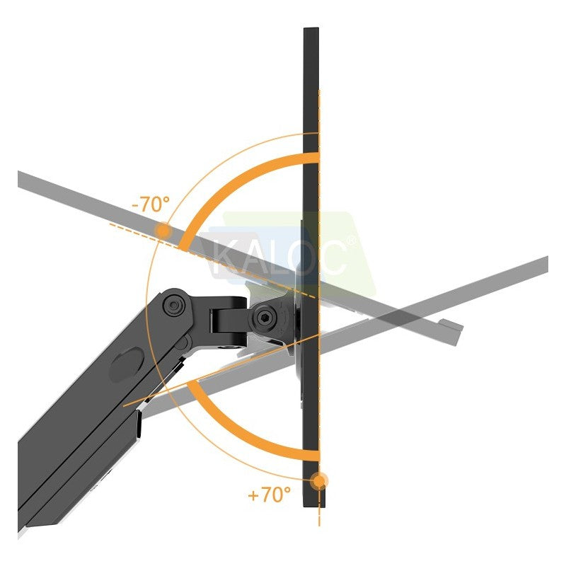 Kaloc DS200B Adjustable Single Monitor Arm with Internal Gas Spring technology for Easy Adjustment, for Screens 15 to 30 Inches