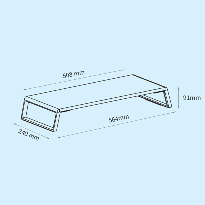 Laptop and Computer Monitor Riser Stand: Smart and Stylish Design in Aluminum and Wood 56.4 x 24 x 9.1cm Black Color - MRD73