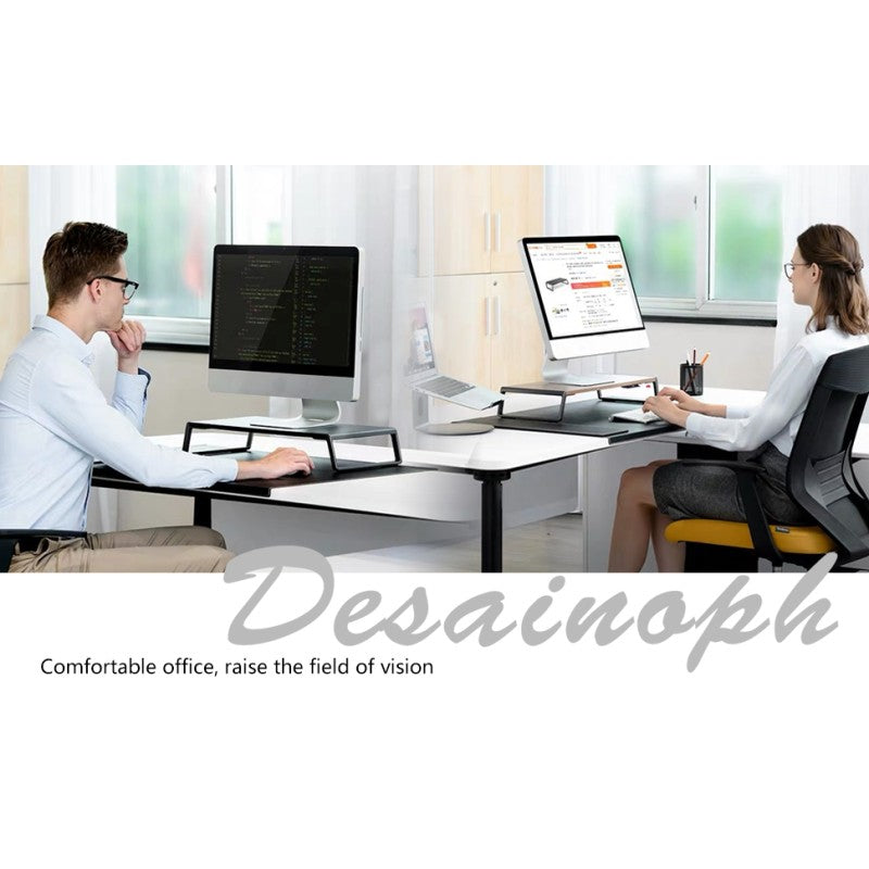 Laptop and Computer Monitor Riser Stand: Smart and Stylish Design in Aluminum and Wood 56.4 x 24 x 9.1cm Black Color - MRD73