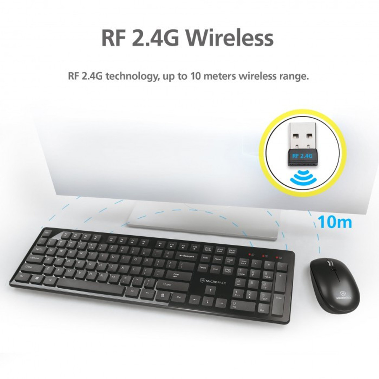 Micropack Ifree Pro Elegant Wireless Combo Keyboard & Mouse, Black, English | KM-236W