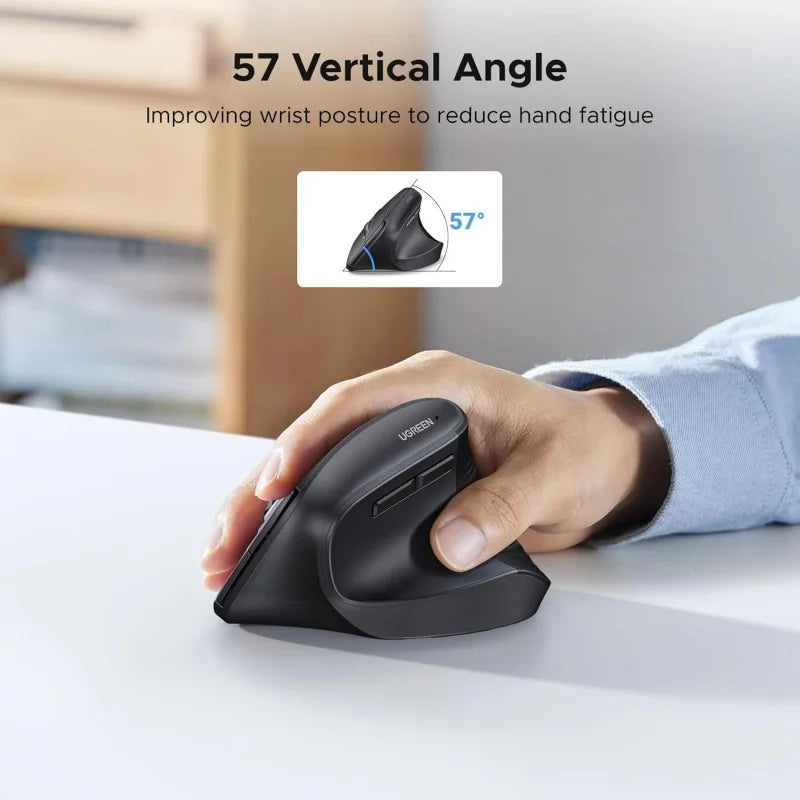 UGREEN Ergonomic Vertical 57° Ergonomic Angle, Silent Mouse, Bluetooth & Wireless, 4000 DPI - M571P 65042
