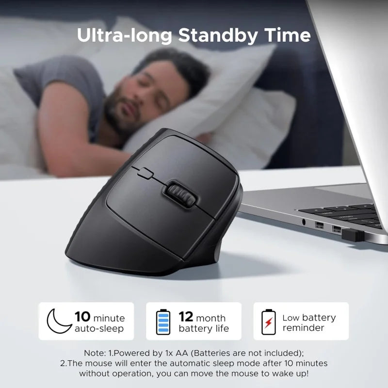 UGREEN Ergonomic Vertical 57° Ergonomic Angle, Silent Mouse, Bluetooth & Wireless, 4000 DPI - M571P 65042