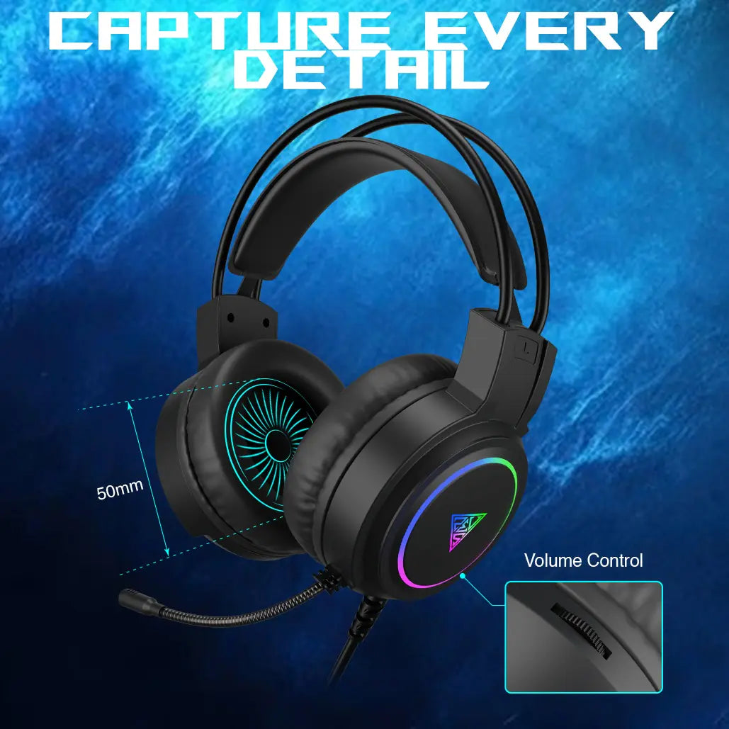 GAMDIAS Poseidon E2 3-In-1 Gaming Combo – Rainbow Backlit Membrane Keyboard, 3600 DPI Multi-Color Mouse, 50mm Driver Headset, Ergonomic Design, Durable Build, USB & 3.5mm Connectivity