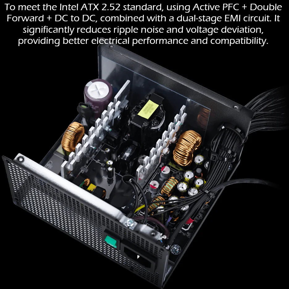 DeepCool Gamer Storm PF700X 700W Power Supply With Triple Bronze Certifications, Premium Japanese Capacitors, Active PFC DC-To-DC Topology, 8 Protections, 120mm HYB Fan
