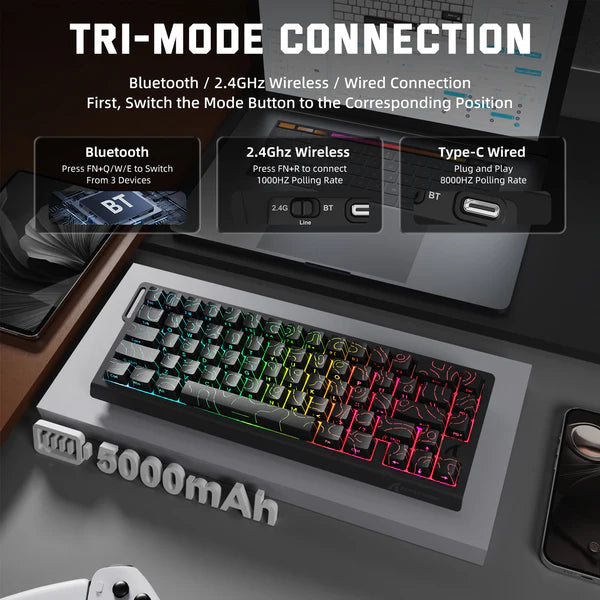 ATTACK SHARK X68 PRO HE MAGNETIC TRI MODE RGB MECHANICAL KB BLK