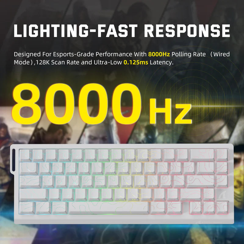 Attack Shark X68 Pro HE Mechanical Keyboard – 68 Keys, Magnetic Switches, Tri-Mode, Rapid Trigger 0.01mm, 8K Polling, Hot-Swap, RGB Backlight, 5000mAh, White