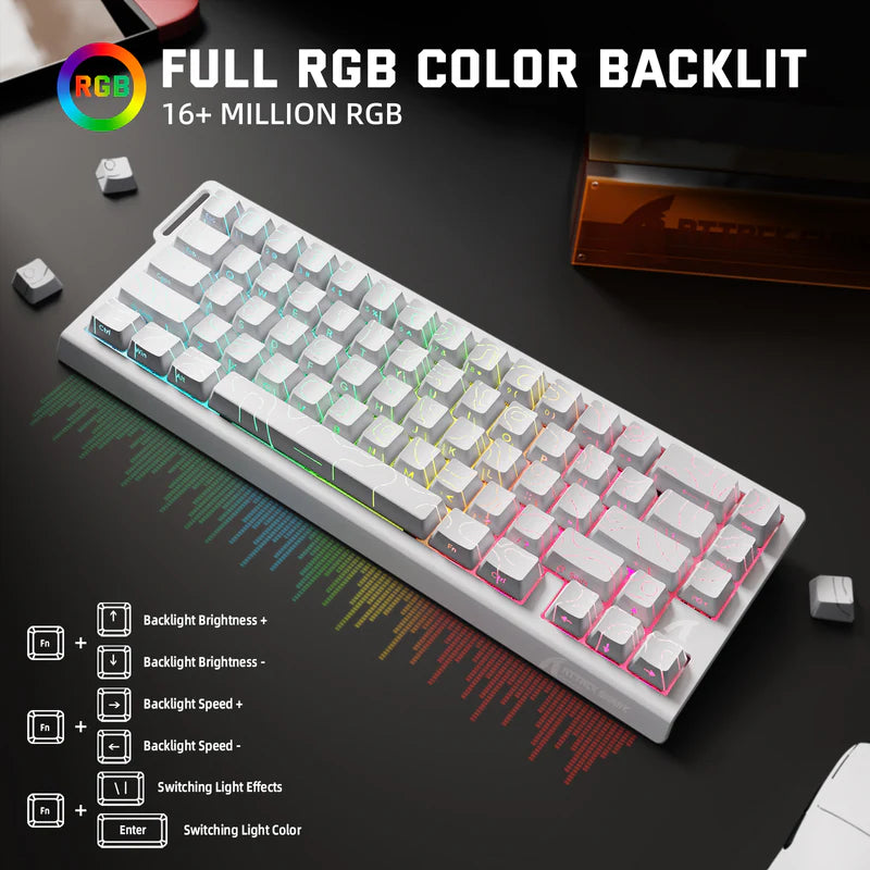 Attack Shark X68 Pro HE Mechanical Keyboard – 68 Keys, Magnetic Switches, Tri-Mode, Rapid Trigger 0.01mm, 8K Polling, Hot-Swap, RGB Backlight, 5000mAh, White