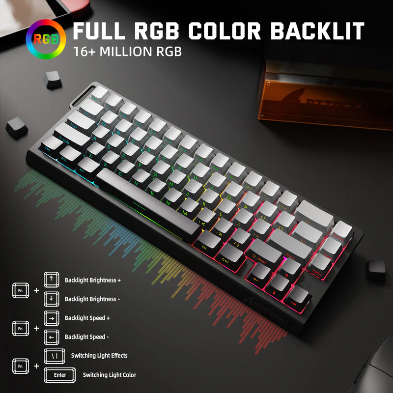 Attack Shark X68 Pro HE Mechanical Keyboard – 68 Keys, Magnetic Switches, Tri-Mode, Rapid Trigger 0.01mm, 8K Polling, Hot-Swap, RGB Backlight, 5000mAh, Moon Night color