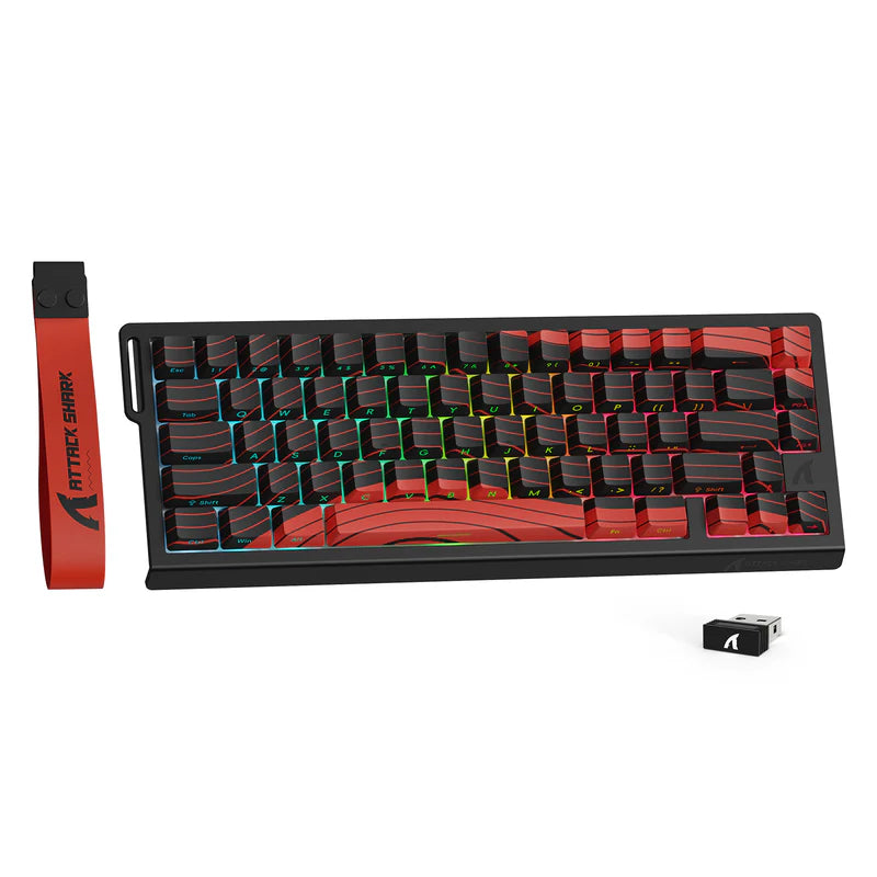 Attack Shark X68 Pro HE Mechanical Keyboard – 68 Keys, Magnetic Switches, Tri-Mode, Rapid Trigger 0.01mm, 8K Polling, Hot-Swap, RGB Backlight, 5000mAh, Black & Red Contour