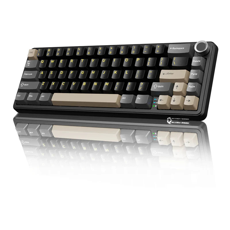 Attack Shark X66 Mechanical Keyboard – 66 Keys, Tri-Mode Wireless, Strawberry Switches, RGB, Gasket Mount, Hot-Swappable, PBT Keycaps, Star Black
