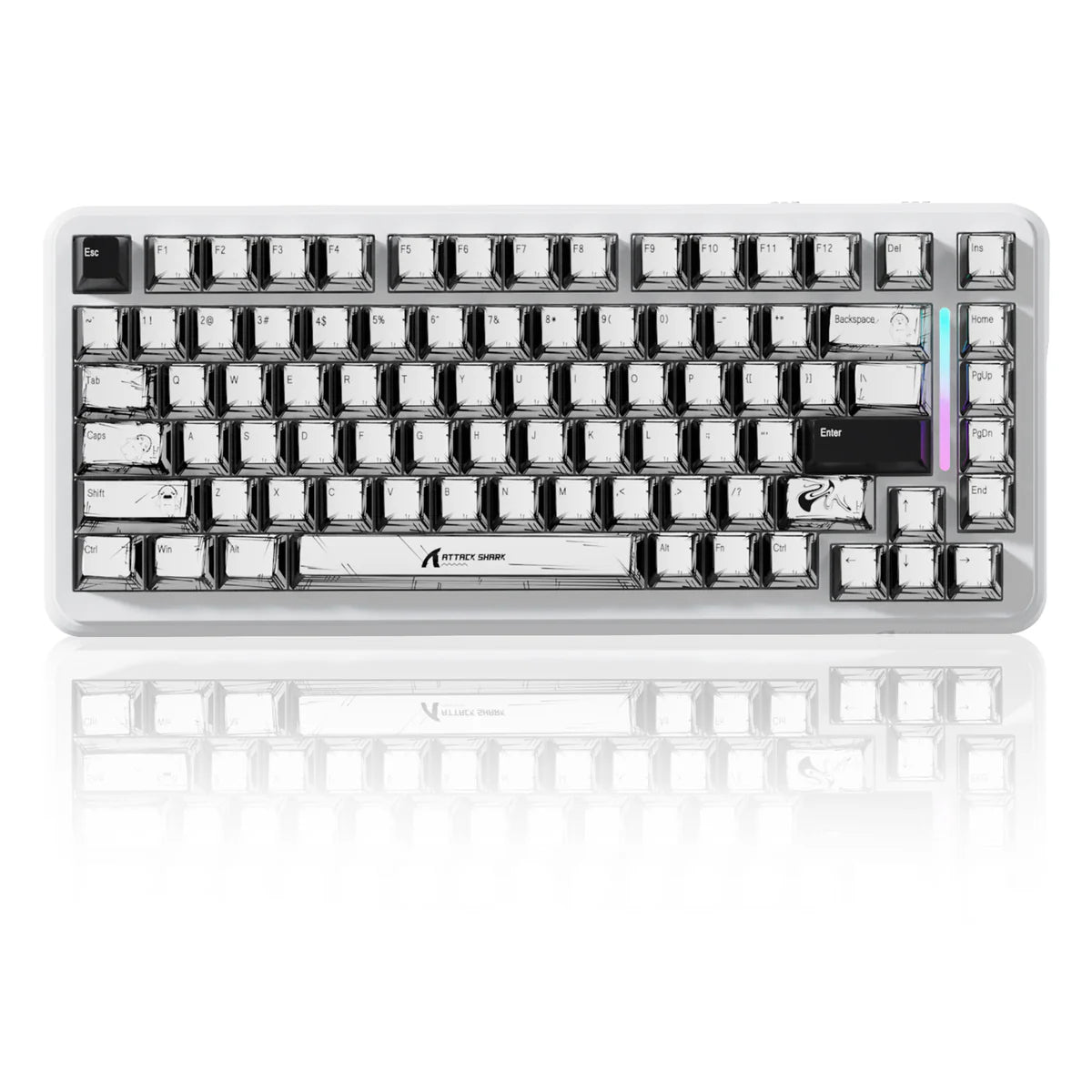 Attack Shark X82PRO HE Wireless Gaming Keyboard – Magnetic Switch, Black Contours, Rapid Trigger, Tri-Mode, Hot-Swap, RGB Backlight, 8000Hz Wired Polling|COMIC
