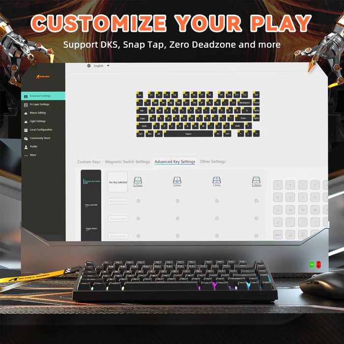 ATTACK SHARK R82 HE Rapid Trigger wired mechanical Keyboard Magnetic Switch - black