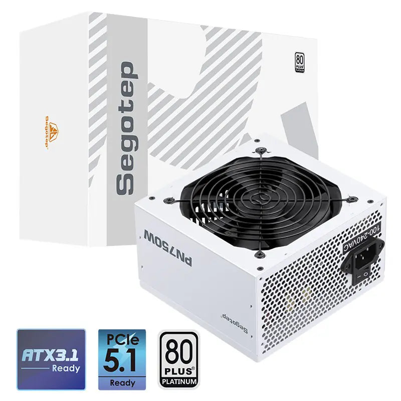 SEGOTEP PN750W 750W Power Supply – ATX 3.1, 80 PLUS Platinum Certified, Non-Modular, High-Efficiency PSU – White