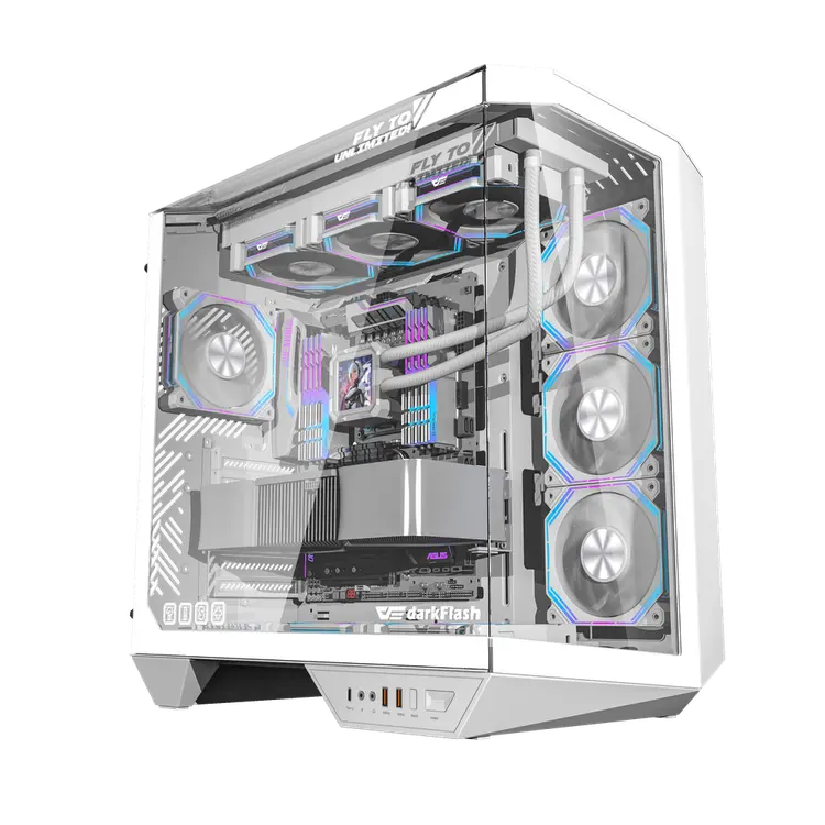 DarkFlash DY470 ATX PC Case, WHITE With 4 ARGB Fans inf 34