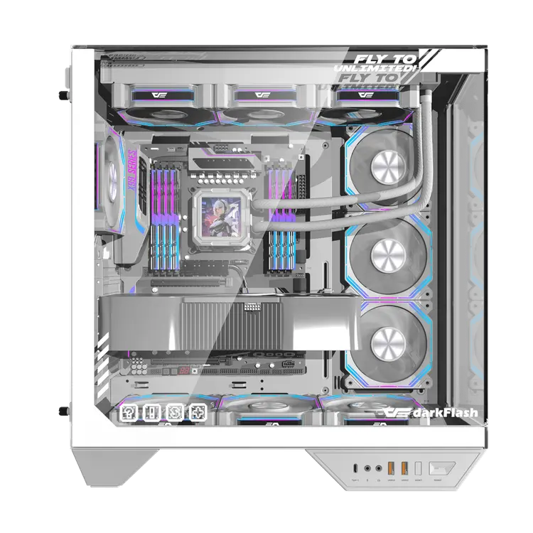 DarkFlash DY470 ATX PC Case, WHITE With 4 ARGB Fans inf 34