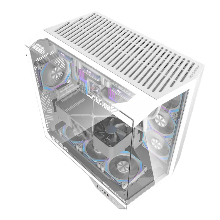 DarkFlash DY470 ATX PC Case, WHITE With 4 ARGB Fans inf 34