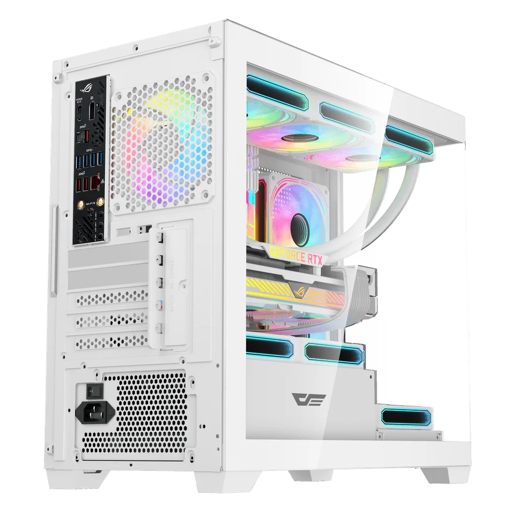 DarkFlash DS900M M-ATX PC Case, With 3 ARGB Fans, WHITE