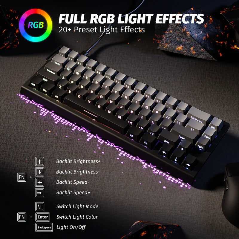 Attack Shark X68 HE Mechanical Keyboard – 66 Keys, Wired RGB, 8KHz Magnetic Switches, Rapid Trigger, Adjustable Actuation, RT/MT/DKS, Moon Night
